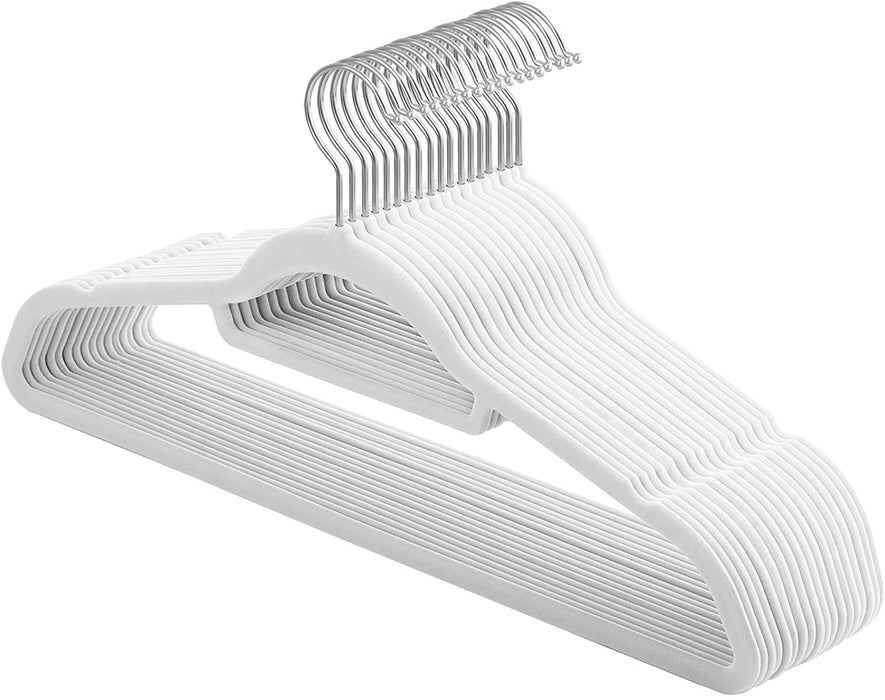 Samt Kleiderbügel, 20 Stück, Anti-Rutsch, Jackenbügel, 0,6 cm Dicke, Anzugbügel, platzsparend, um 360° drehbarer Haken, 45 cm breit, für Jacken