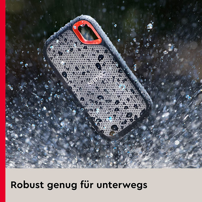 SanDisk Extreme 500 GB Portable SSD (tragbare NVMe SSD, USB-C, bis zu 1.050 MB/s Lesegeschwindigkeit und 1.000 MB/s Schreibgeschwindigkeit)