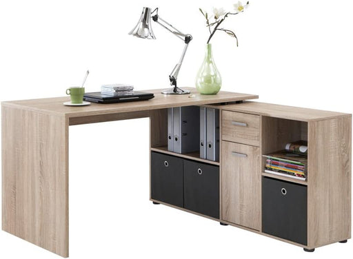 Schreibtisch-Winkelkombination Tisch ca. 136 x 75 x 68 cm, Regal ca. 137 x 71 x 33 cm, Eiche