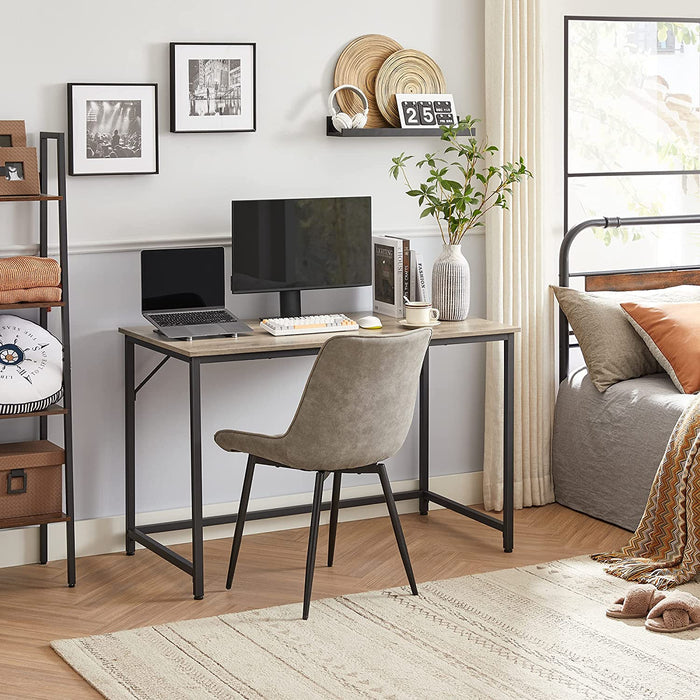 Schreibtisch, Computertisch, schmaler Bürotisch, 120 x 60 x 75 cm, Arbeitszimmer, Homeoffice, Büro, einfacher Aufbau, Stahl, Industrie-Design, Greige