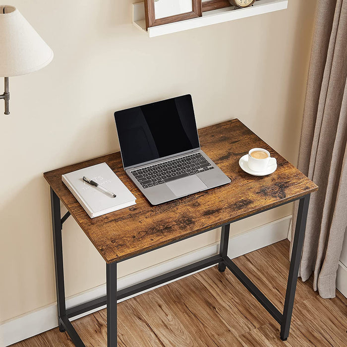 Schreibtisch, Computertisch, schmaler Bürotisch, 80 x 50 x 75 cm, Arbeitszimmer, Homeoffice, Büro, einfacher Aufbau, Stahl, Industrie-Design