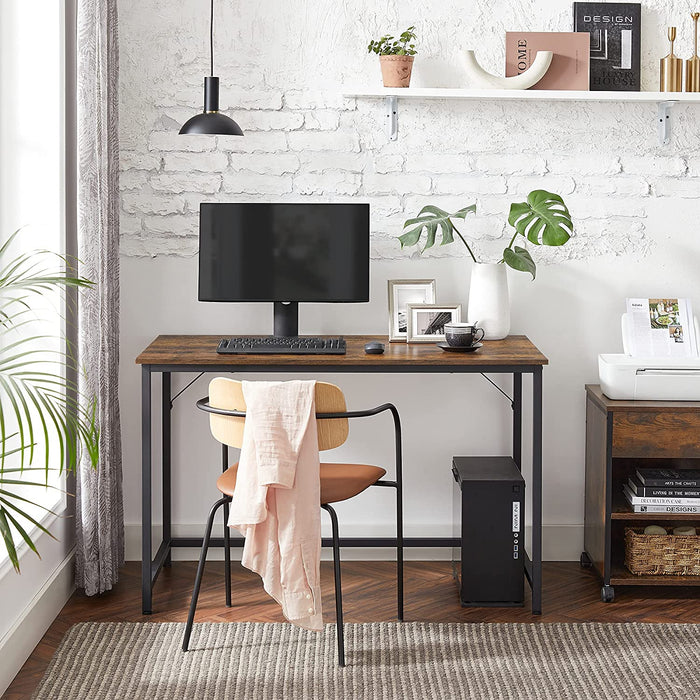 Schreibtisch, Computertisch, schmaler Bürotisch, 120 x 60 x 75 cm, Arbeitszimmer, Homeoffice, Büro, einfacher Aufbau, Stahl, Industrie-Design