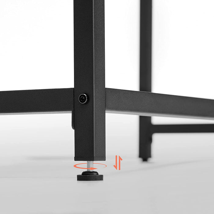 Schreibtisch, Computertisch, schmaler Bürotisch, 140 x 60 x 75 cm, Arbeitszimmer, Homeoffice, Büro, einfacher Aufbau, Stahl, Industrie-Design, Greige