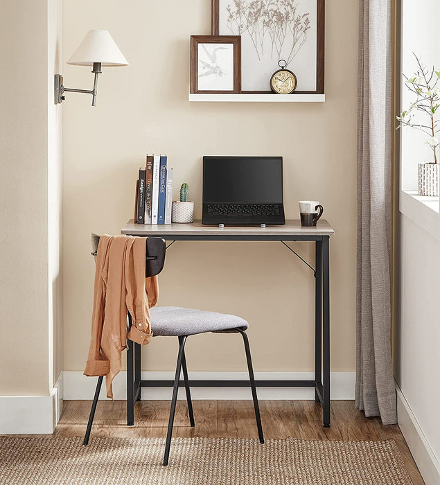 Schreibtisch, Computertisch, schmaler Bürotisch, 80 x 50 x 75 cm, Arbeitszimmer, Homeoffice, Büro, einfacher Aufbau, Stahl, Industrie-Design, Greige