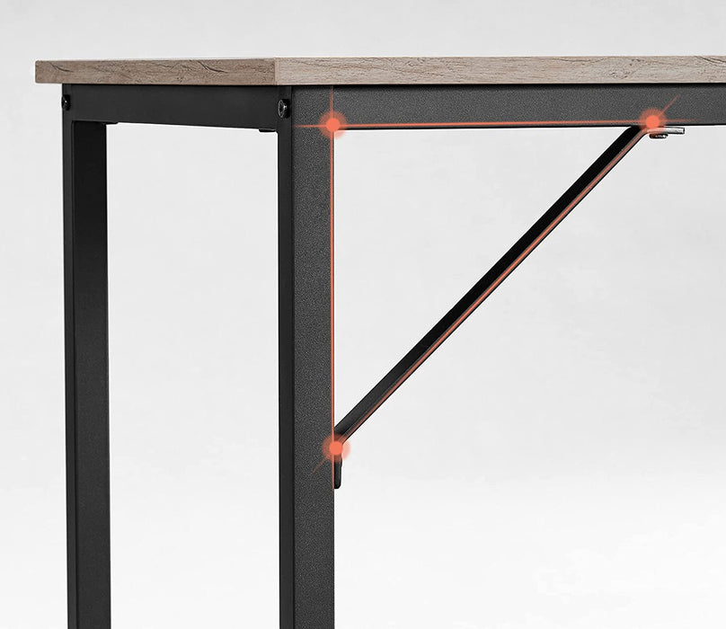 Schreibtisch, Computertisch, schmaler Bürotisch, 80 x 50 x 75 cm, Arbeitszimmer, Homeoffice, Büro, einfacher Aufbau, Stahl, Industrie-Design, Greige