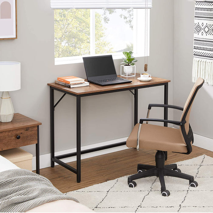 Schreibtisch, Computertisch, schmaler Bürotisch, 100 x 50 x 75 cm, Arbeitszimmer, Homeoffice, Büro, einfacher Aufbau, Metall, Industrie-Design