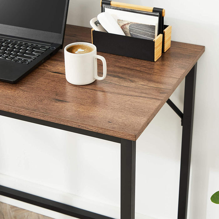 Schreibtisch, Computertisch, schmaler Bürotisch, 100 x 50 x 75 cm, Arbeitszimmer, Homeoffice, Büro, einfacher Aufbau, Metall, Industrie-Design
