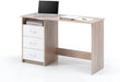  Schreibtisch mit Schubladen in Eiche Sonoma Optik, Weiß - Praktischer Bürotisch Computertisch mit großer Arbeitsfläche - 120 x 76 x 50 cm 