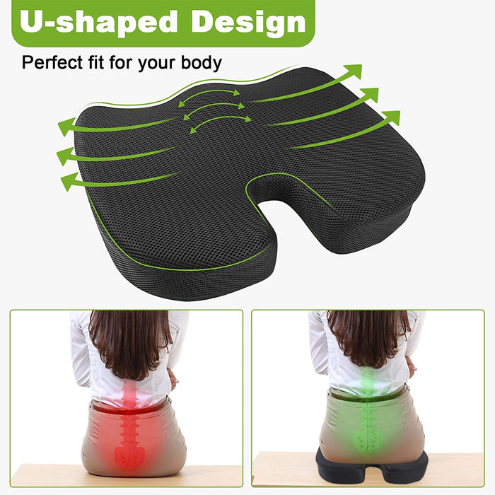 Sitzkissen mit Gel Bürostuhl: Memory Foam Stuhlkissen Sitzkissen Orthopädisch Ergonomisches Cushion mit Gel-Schicht Stuhlkissen Rückenschmerzen reduzieren