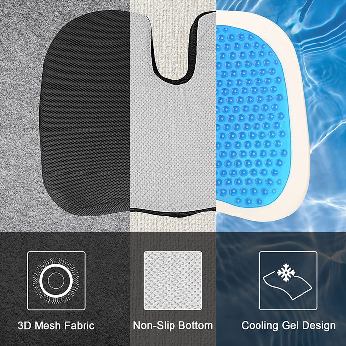 Sitzkissen mit Gel Bürostuhl: Memory Foam Stuhlkissen Sitzkissen Orthopädisch Ergonomisches Cushion mit Gel-Schicht Stuhlkissen Rückenschmerzen reduzieren