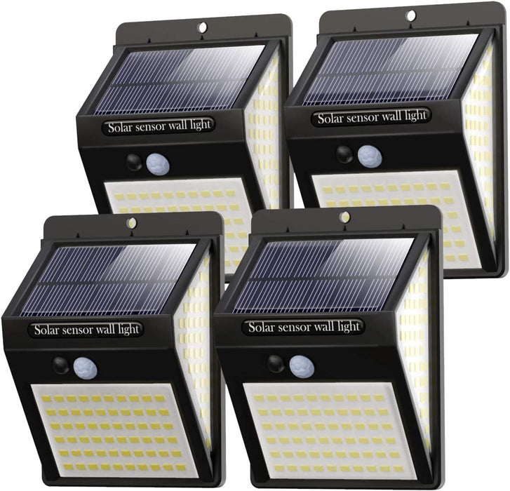 Solarlampen für Außen, 【4 Stück】140 LED Solar Aussenleuchte mit Bewegungsmelder Wasserdichte Solarleuchten für Außen Winterfest 