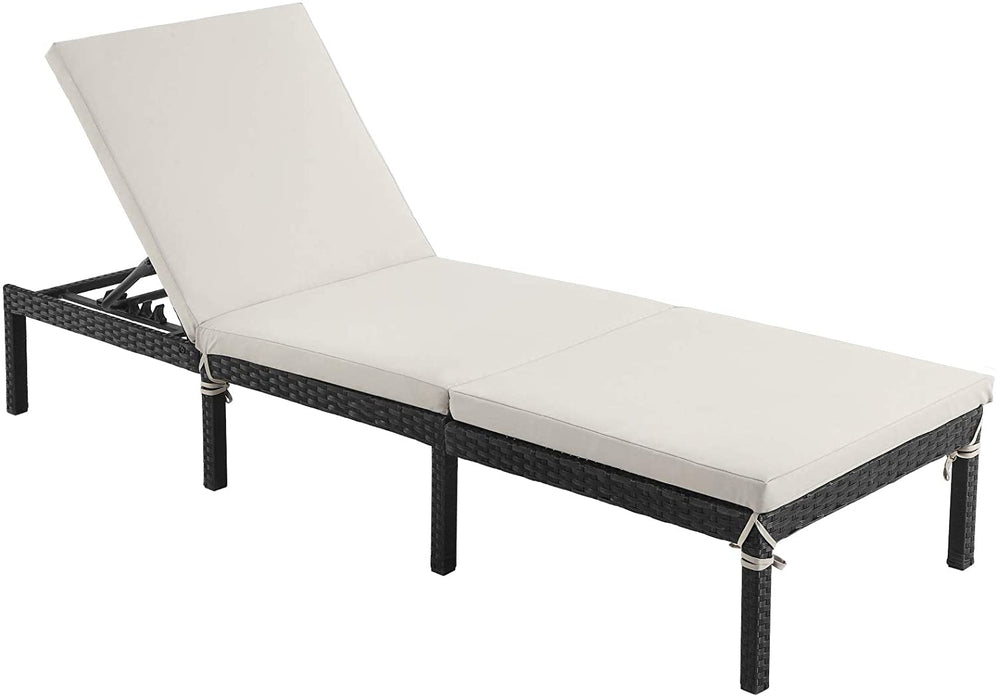 Sonnenliege, Liegestuhl, Gartenliege, mit 5 cm Dicker Auflage, Polyrattan, Rückenlehne verstellbar, 59 x 198 x 28 cm, bis 150 kg belastbar, Garten