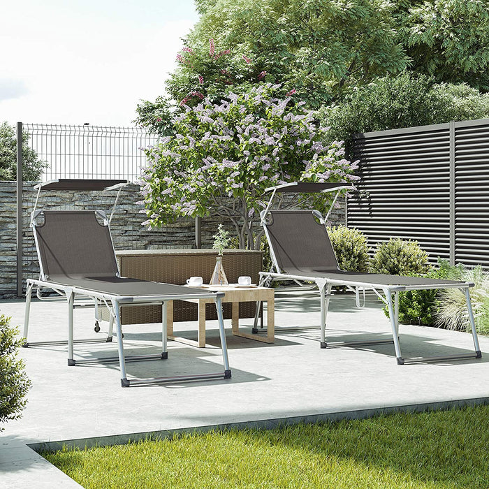 Sonnenliege, Liegestuhl, Gartenliege, extra groß, 65 x 200 x 48 cm, bis 150 kg belastbar, mit Sonnendach, Rückenlehne verstellbar, klappbar, Garten