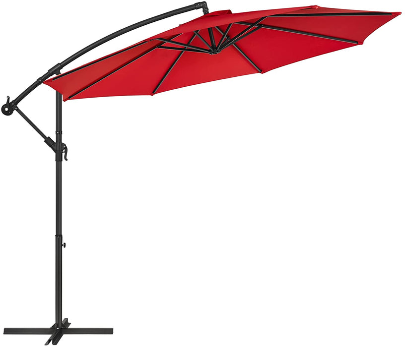 Sonnenschirm, Ampelschirm Ø 300 cm, mit Kurbel zum Öffnen und Schließen, Sonnenschutz, Gartenschirm, UV-Schutz bis UPF 50+, für Garten, Terrasse, rot