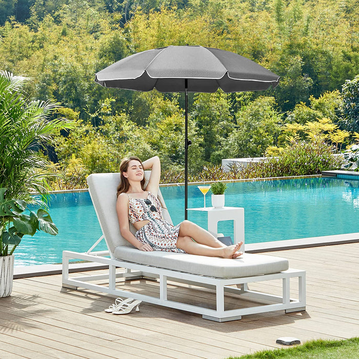 Sonnenschirm für Strand, Ø 160 cm, Gartenschirm, UV-Schutz bis UPF 50+, knickbar, Sonnenschutz, tragbar, Schirmrippen aus Glasfaser, grau