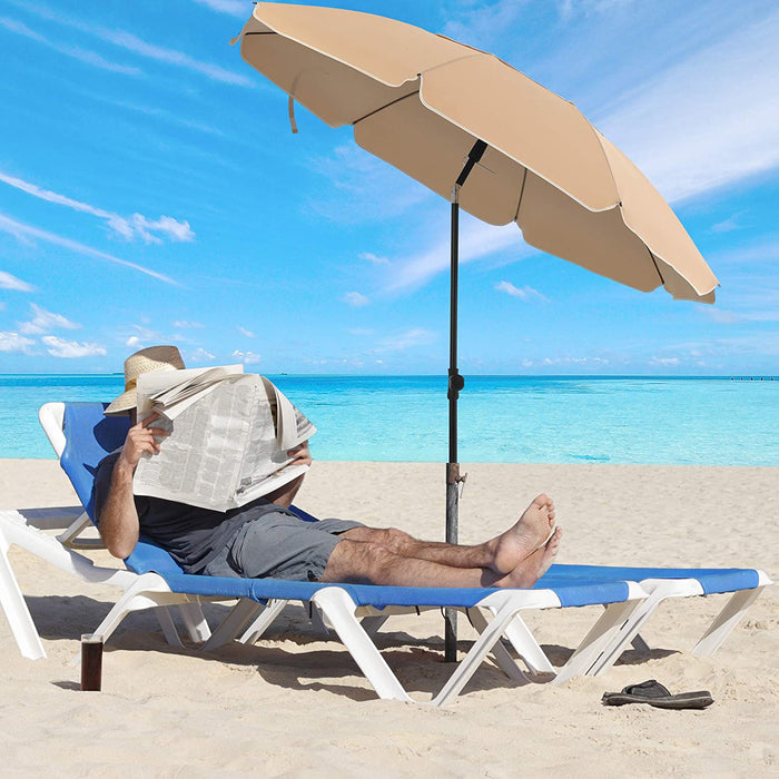 Sonnenschirm für Strand, Ø 200 cm, Gartenschirm, UV-Schutz bis UPF 50+, knickbar, Sonnenschutz, tragbar, Schirmrippen aus Glasfaser, taupe