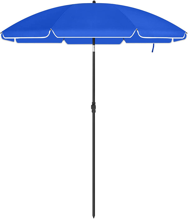 Sonnenschirm für Strand, Ø 200 cm, Gartenschirm, UV-Schutz bis UPF 50+, knickbar, Sonnenschutz, tragbar, Schirmrippen aus Glasfaser, blau