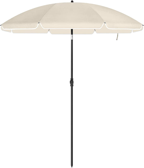 Sonnenschirm für Strand, Ø 200 cm, Gartenschirm, UV-Schutz bis UPF 50+, knickbar, Sonnenschutz, tragbar, Schirmrippen aus Glasfaser, beige