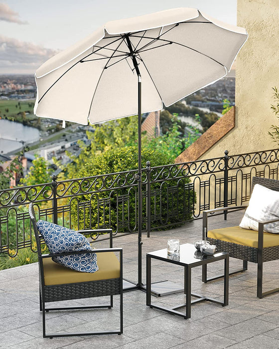 Sonnenschirm für Strand, Ø 200 cm, Gartenschirm, UV-Schutz bis UPF 50+, knickbar, Sonnenschutz, tragbar, Schirmrippen aus Glasfaser, beige