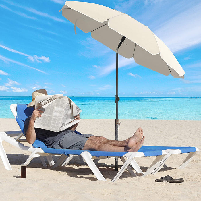 Sonnenschirm für Strand, Ø 200 cm, Gartenschirm, UV-Schutz bis UPF 50+, knickbar, Sonnenschutz, tragbar, Schirmrippen aus Glasfaser, beige
