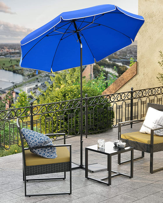 Sonnenschirm für Strand, Ø 200 cm, Gartenschirm, UV-Schutz bis UPF 50+, knickbar, Sonnenschutz, tragbar, Schirmrippen aus Glasfaser, blau