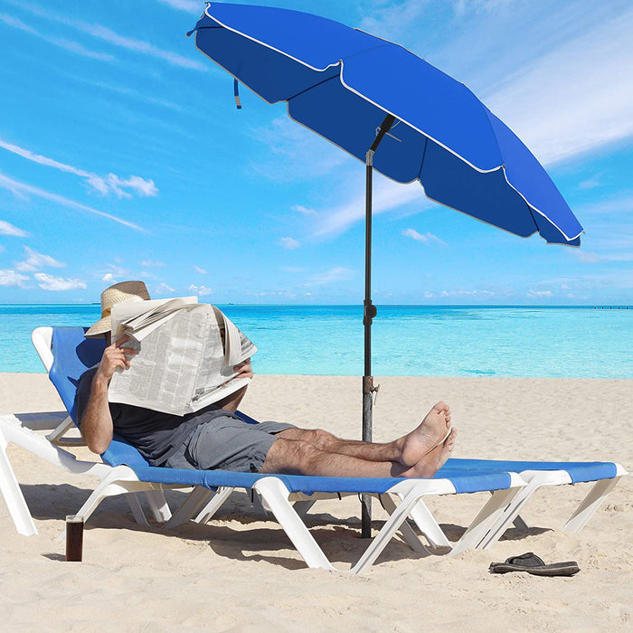Sonnenschirm für Strand, Ø 200 cm, Gartenschirm, UV-Schutz bis UPF 50+, knickbar, Sonnenschutz, tragbar, Schirmrippen aus Glasfaser, blau