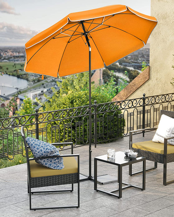 Sonnenschirm für Strand, Ø 200 cm, Gartenschirm, UV-Schutz bis UPF 50+, knickbar, Sonnenschutz, tragbar, Schirmrippen aus Glasfaser, orange