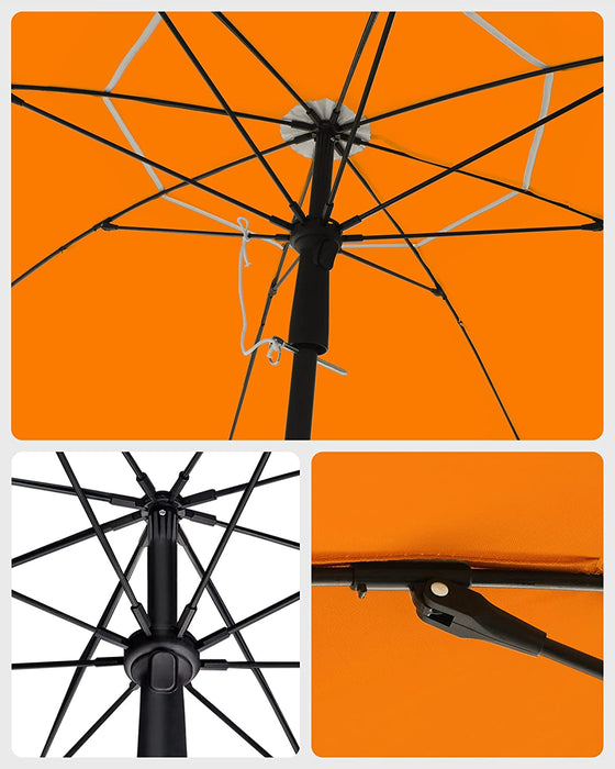 Sonnenschirm für Strand, Ø 200 cm, Gartenschirm, UV-Schutz bis UPF 50+, knickbar, Sonnenschutz, tragbar, Schirmrippen aus Glasfaser, orange