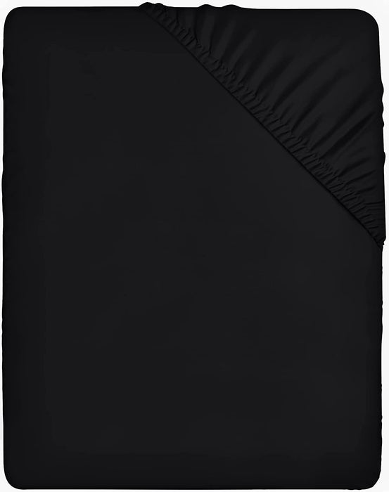 Spannbettlaken 90x200cm - Schwarz - Gebürstete Mikrofaser Spannbetttuch - 35 cm Tiefe Tasche