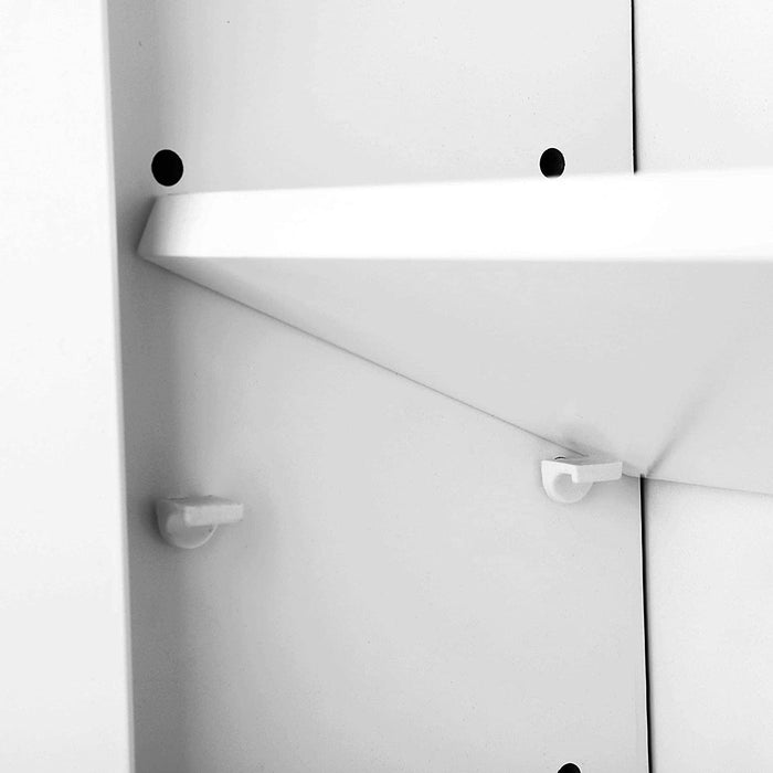 Spiegelschrank, Badezimmerschrank, Aufbewahrungsschrank mit 3 Türen, fürs Badezimmer, 60 x 15 x 55 cm, mit verstellbaren Regalebenen, modern, weiß