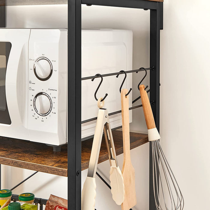 Standregal mit 3 Ablagen, Küchenschrank Organizer, küchenregal stehend, Industrie-Design, für Mikrowelle, Kochutensilien, Gewürze, Töpfe und Pfannen