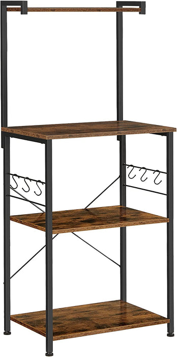 Standregal mit 3 Ablagen, Küchenschrank Organizer, küchenregal stehend, Industrie-Design, für Mikrowelle, Kochutensilien, Gewürze, Töpfe und Pfannen