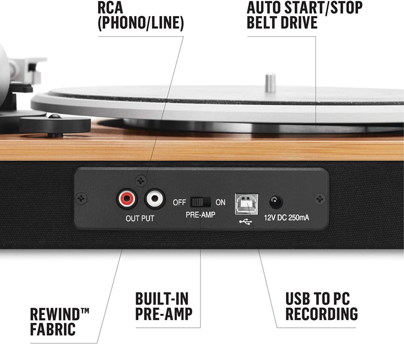 Stir It Up Plattenspieler, Vinyl-Plattenspieler, Record Player, Turntable, Stereo-Vorverstärker, USB-Anschluss, Schallplatte zu PC, 33 + 45 RPM