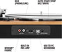 Stir It Up Plattenspieler, Vinyl-Plattenspieler, Record Player, Turntable, Stereo-Vorverstärker, USB-Anschluss, Schallplatte zu PC, 33 + 45 RPM