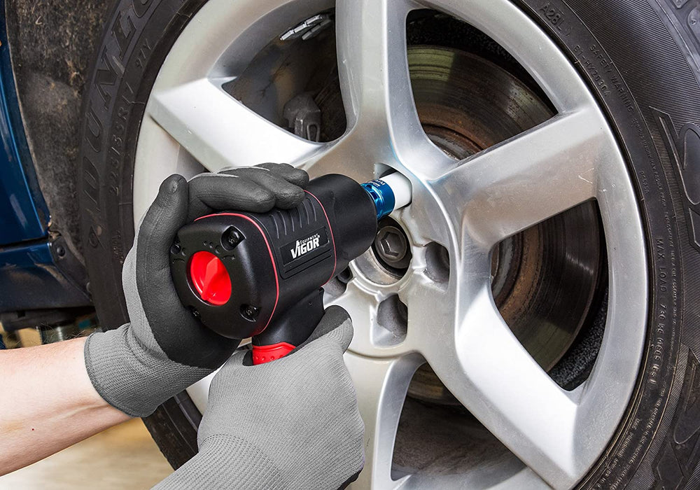 ViGOR Druckluft-Schlagschrauber - max. Lösemoment 1200 Nm, Vierkant 12,5 mm (1/2 Zoll) - vibrationsarmer Druckluftschrauber zum Anziehen und Lösen