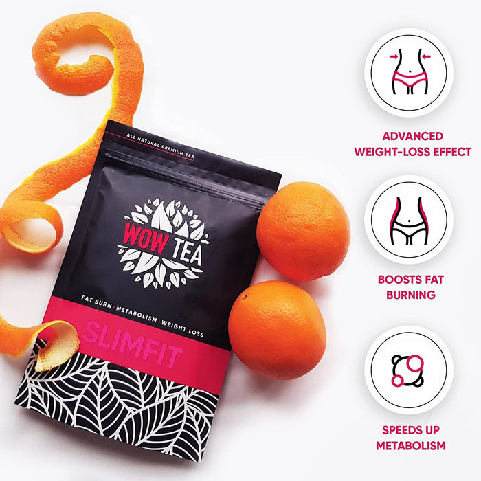 WOW TEA SlimFit Tee - Natürlicher Diät Tee zur Körperformung | Tee-Komplex von grünem Tee und Yerba Mate| Diät Tee und Slim Tee zum Entgiftung | 150g, Made in EU