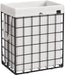 Wäschekorb 90L, faltbarer Wäschesammler, abnehmbarer und waschbarer Wäschesack, Metalldrahtgestell, für Schlafzimmer, Bad, Waschküche, schwarz-weiß