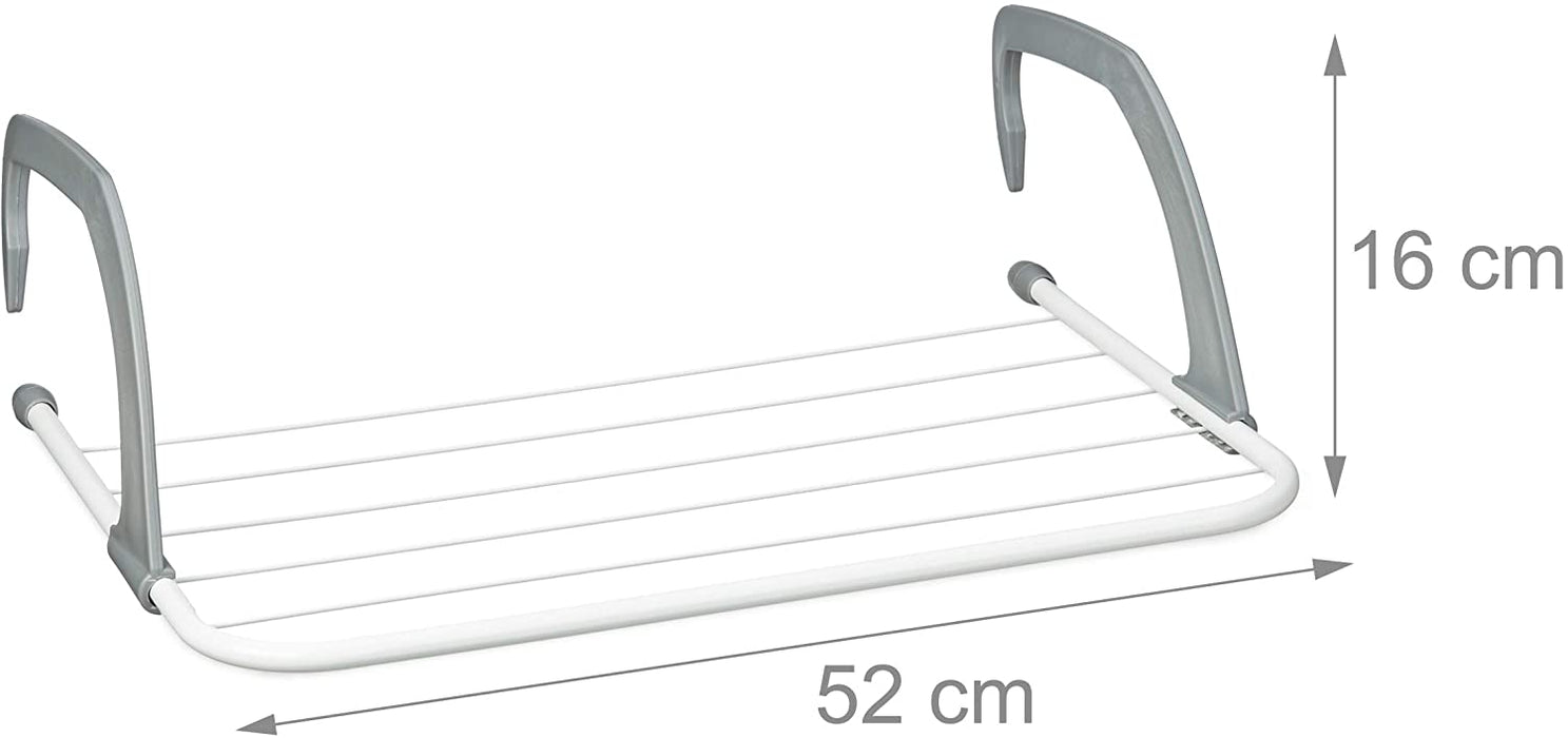 Wäscheständer — zum Aufhängen von Heizkörpern und Balkon-Trockengestell, klein, 3 m große Trocknungskapazität, weiß, 50 cm lang