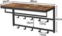 Wandgarderobe mit Ablage, Wandregal mit 10 Haken und Stangen, Wandmontiertes Hängeregal, 80 x 30 x 42 cm, für Flur, Wohnzimmer, Schlafzimmer