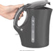 Wasserkocher, Füllmenge bis zu 1.7 Liter, Edelstahlheizelement, herausnehmbarer Kalkfilter, 2200 Watt, 2 außenliegende Wasserstandsanzeigen, Grau
