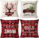Weihnachten Kissenbezug 4 Pack,Winter dekokissen,Dekor Kissenhülle,Kissenbezug Weihnachten 45x45,kissenhülle Home bunt,Leinen Dekokissen,Schlafzimmer Dekokissen