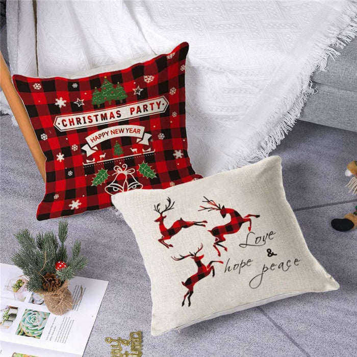 Weihnachten Kissenbezug 4 Pack,Winter dekokissen,Dekor Kissenhülle, Kissenbezug Weihnachten 45x45,kissenhülle Home bunt, Leinen Dekokissen