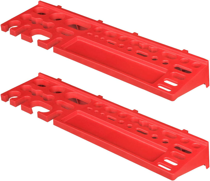 Werkstattregal Lagersystem - 1152 x 780 mm - Wandregal mit Stapelboxen Werkzeughalter - Schüttenregal Wandplatten Extra Starke (Blau/Rot/Schwarz)