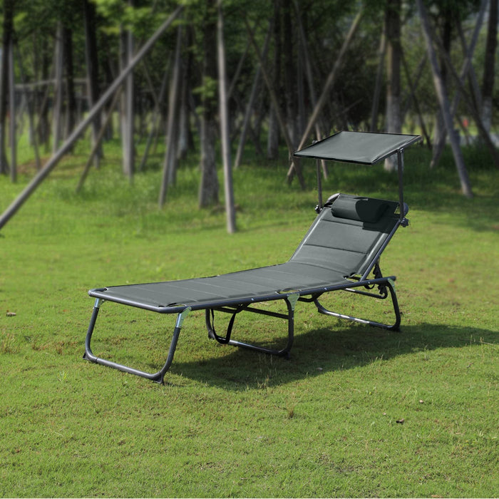 XXL-Sonnenliege aus Aluminium mit Dach und Quick-Dry-Schaum, max. Belastung bis 150 kg, Textilene anthrazit, 200 x 70 cm