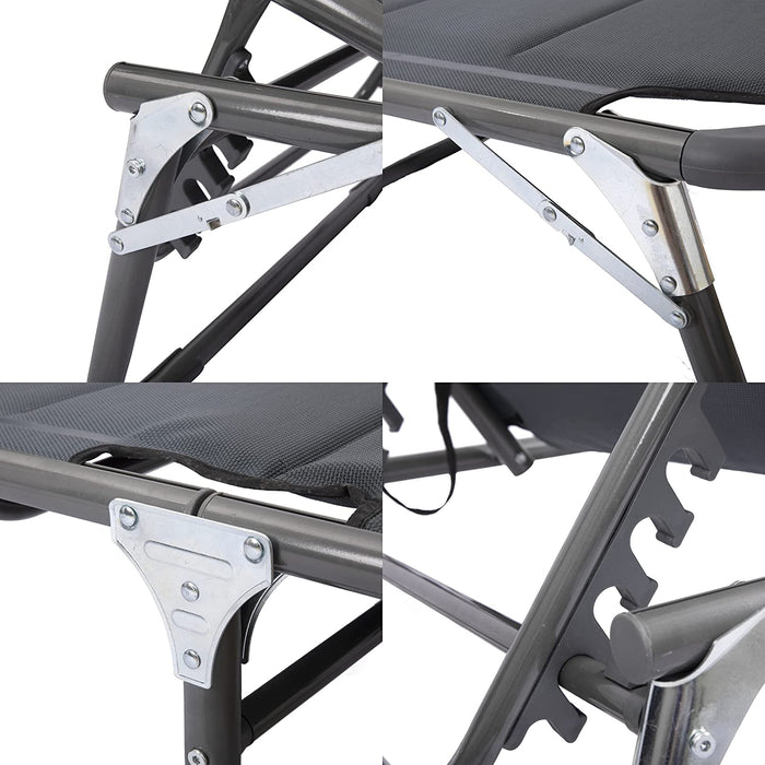 XXL-Sonnenliege aus Aluminium mit Dach und Quick-Dry-Schaum, max. Belastung bis 150 kg, Textilene anthrazit, 200 x 70 cm