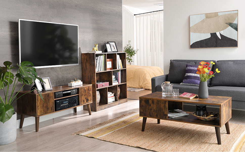 Bücherregal, Würfelregal, Standregal, mit offenen Fächern, für Wohnzimmer, Arbeitszimmer, Kinderzimmer, Büro, als Raumteiler, 97,5 x 30 x 100 cm