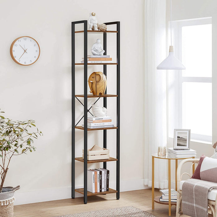 Bücherregal, Standregal, DVD-Regal, mit 6 Ebenen, Büroregal, offene Ablagen, für Büro, Wohnzimmer, Schlafzimmer, Kinderzimmer, Küche
