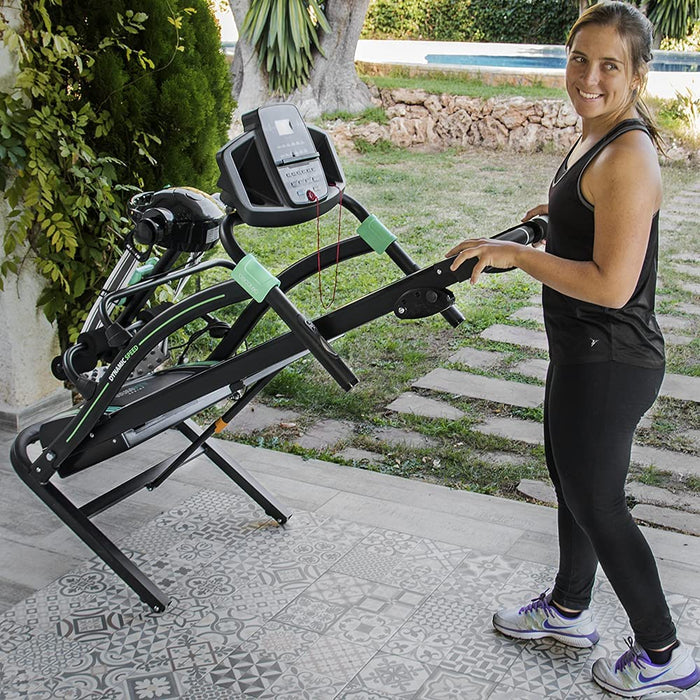 Laufband mit einem vibrierenden Massagegurt Hometrainer - Sport ohne Fitnessstudio - Heimtrainer Laufband  Pulsmesser und LED-Display 14 km/h klappbar