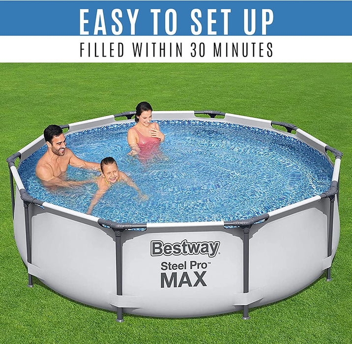 Bestway Steel Pro MAX Frame Pool ohne Pumpe Ø 305 x 76 cm, lichtgrau, rund