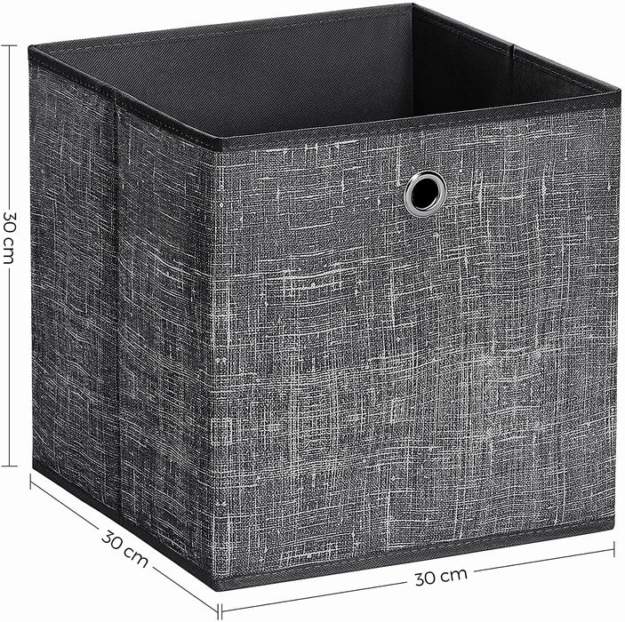 Aufbewahrungsboxen, 6er Set, faltbare Stoffboxen, Vliesstoff, Würfel, Aufbewahrungskörbe, Organizer für Spielzeug, Kleidung, schwarz